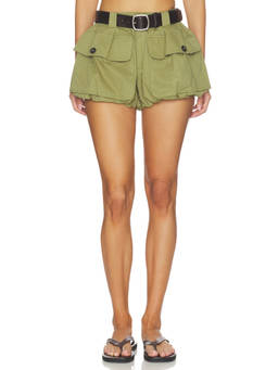 SEA - Andrea Workwear Women's Bubble Canvas Shorts Olive