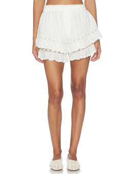 SEA - Eliza Solid Women's Pull-On Ruffle Lace Shorts White