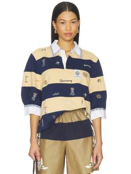 SEA - Juliet Embroidered Women's Striped Rugby Top Multi-Color