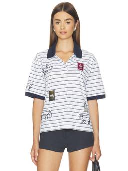 SEA - Winslow Craft Women's Striped Applique Polo Shirt White