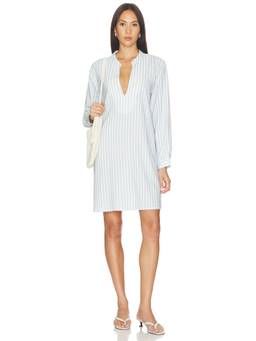 Seafolly - Stripe Boxy Women's Striped V-Neck Mini Shirt Dress Blue