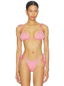 Seafolly - Bella Slide Women's Textured Tie-Up Triangle Bikini Top Pink