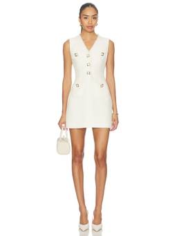 self-portrait - Sleeveless Women's Boucle Tweed Mini Dress Cream