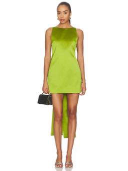 self-portrait - Satin Bow Women's Sleeveless Open Back Mini Dress Green