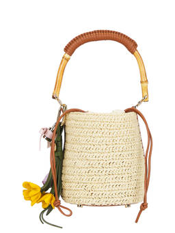 self-portrait - Soft Raffia Bucket Bag Brown