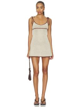 SER.O.YA - Crochet Women's Sleeveless Tie-Up Strap Mini Dress Brown