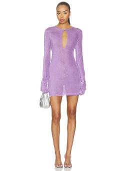 SER.O.YA - Emeri Women's Metallic Keyhole Bodycon Mini Dress Lavender