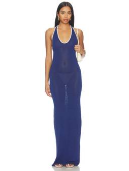 SER.O.YA - Anora Knit Women's Halter Neck Bodycon Maxi Dress Blue