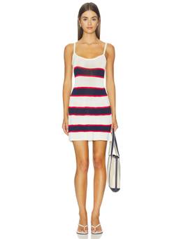 SER.O.YA - Azriel Knit Women's Striped Crochet Mini Dress Off White