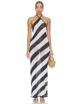 SER.O.YA - Dree Knit Women's Halter Neck Sheer Crochet Maxi Dress Navy Blue