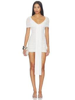 SER.O.YA - Winslow Women's Ruched Scarf Detail Bodycon Dress Off White