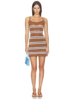SER.O.YA - Azriel Knit Women's Sleeveless Striped Bodycon Mini Dress Brown