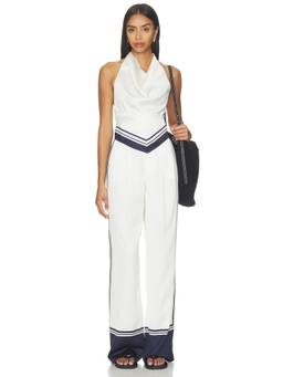 SER.O.YA - Marlowe Satin Women's Mid-Waist Wide Trousers Navy Blue