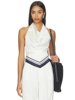 SER.O.YA - Nicola Women's Halter Neck Satin Top Navy Blue