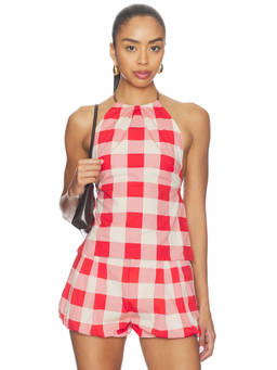 SER.O.YA - Deza Women's Sleeveless Halter Neck Poplin Top Red