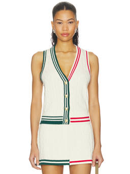 SER.O.YA - Cable Knit Women's Sleeveless V-Neck Vest Off White