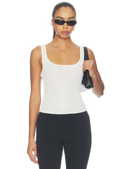 SER.O.YA - Alberta Women's Ribbed Sleeveless Tapered Waist Tank Top White