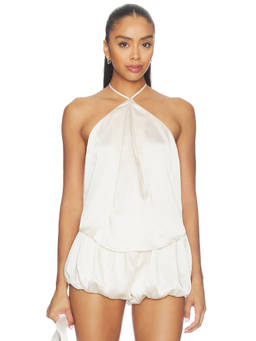 SER.O.YA - Beckham Women's Halter Neck Satin Tank Top Off White