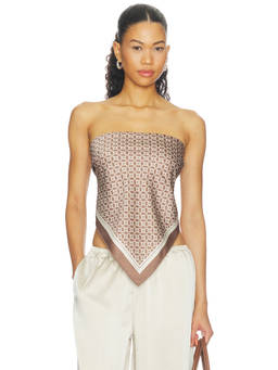 SER.O.YA - Hark Women's Printed Strapless Satin Top Brown
