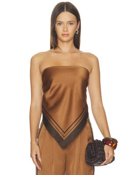 SER.O.YA - Hark Women's Strapless Back Tie Satin Top Brown
