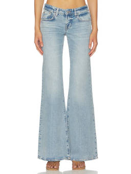 7 For All Mankind - Low Flare Women's Low-Waist Stretch Flared Jeans Blue