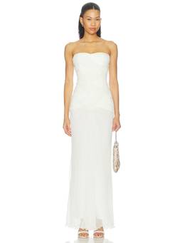 Shona Joy - Federick Women's Strapless Ruffle Maxi Dress Ivory