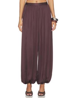 Shona Joy - Agnes Women's Satin Mid-Waist Harem Pants Espresso