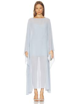 Show Me Your Mumu - Olsen Women's Chiffon Cape Sleeve Maxi Dress Steel Blue