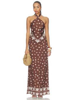 Show Me Your Mumu - Bianca Women's Halter Neck Printed Maxi Dress Cocoa Coast