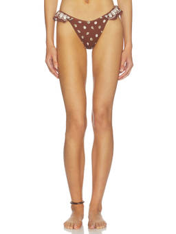 Show Me Your Mumu - Milos Women's Ruffle Trim Pull-On Bikini Bottom Brown
