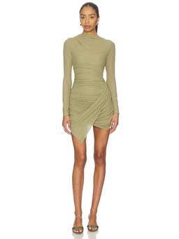Significant Other - Xayah Women's Ruched Pleated Wrap Mini Dress Moss