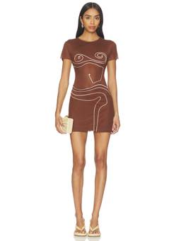 Significant Other - Bexley Women's Embroidered Mesh Mini Bodycon Dress Oak