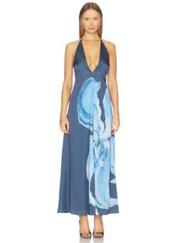 Significant Other - Casea Women's Printed Halter Neck Maxi Dress Teal