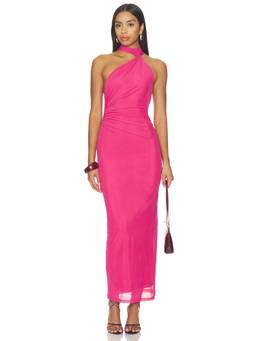 Significant Other - Avni Women's Ruched Asymmetric Halter Neck Maxi Dress Pink