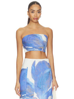 Significant Other - Rumi Women's Strapless Printed Corset Top Blue