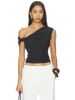 Significant Other - Yusra Women's One Shoulder Twisted Detail Top Black
