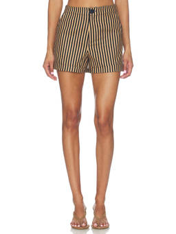 Simon Miller - Como Women's Mid-Waist Striped Linen Blend Shorts Tan