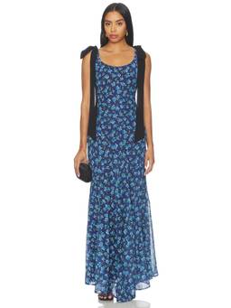 Sister NY - Chiffon Women's Floral Sleeveless Maxi Dress Midnight Forget-me-not