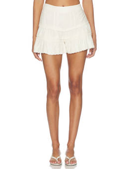 Sister NY - Cassandra Women's Mid-Waist Lace Trim Shorts White