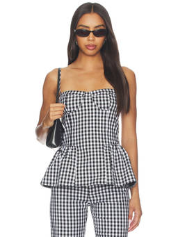 Sister NY - Friday Women's Check Peplum Corset Top Black