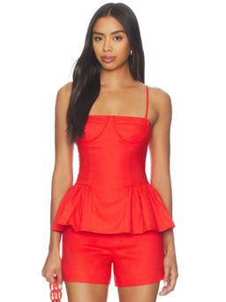 Sister NY - Friday Women's Embroidered Peplum Corset Top Orange