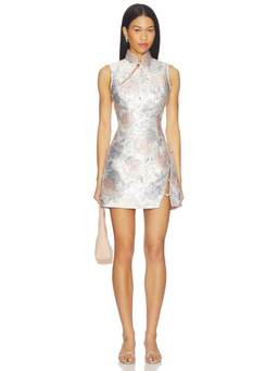 SAU LEE - Ines Brocade Women's Sleeveless Mandarin Neck Mini Dress Multi-Color