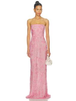 SAU LEE - Courtney Women's Strapless Rhinestone Embellished Maxi Dress Pink