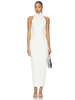 SAU LEE - Joy Women's Sleeveless High Neck Midi Bodycon Dress White