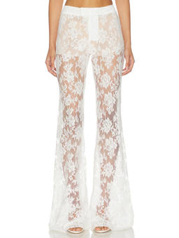 SAU LEE - Saphina Lace Women's High-Waist Flared Trousers White