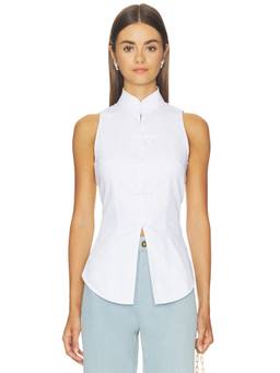 SAU LEE - Rhoda Women's Sleeveless Mandarin Neck Blouse White