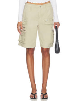 Still Here - Ryder Women's Mid-Waist Cargo Shorts Khaki