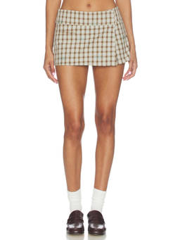 Sandy Liang - Pomme Women's Checked Wrap Mini Skort Brown