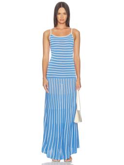 Solid & Striped - Lottie Women's Striped Back Tie Maxi Dress Marina Blue