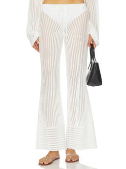 Solid & Striped - Athena Women's Sheer Pinstripe Drawstring Pajamas White
